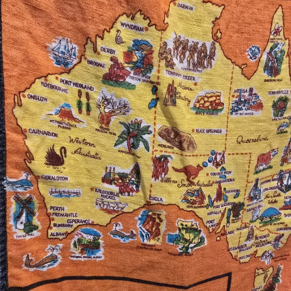 The Vintage MCM Map of Australia Pure Linen Tea Towel by Citer - Picture 5 of 8
